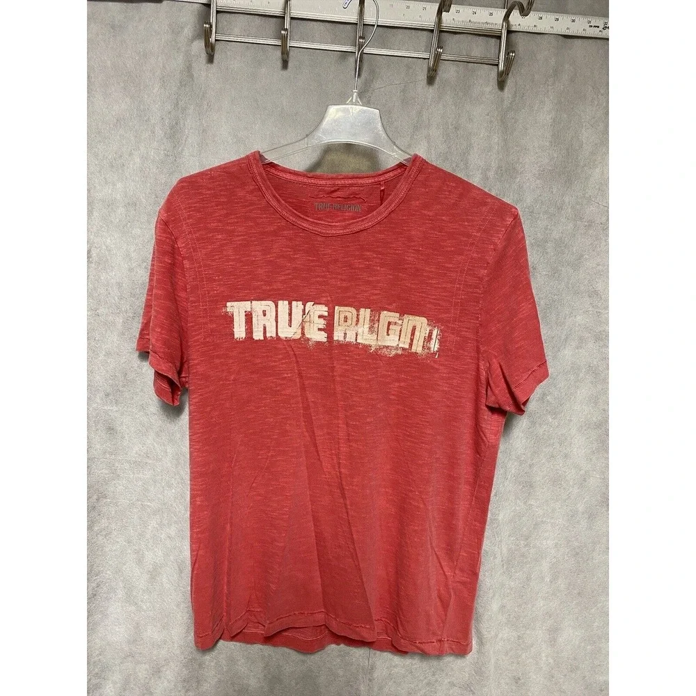 NWT VTG True Religion Shirt Men XL Red Spell Out Preppy Y2K Football Tee Hip Hop